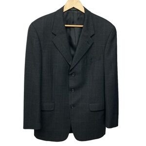 Jones New York Classic Sport Coat 42R Grey & Black Glen Plaid